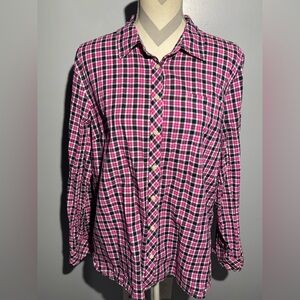 Talbots Fuchsia and Navy Plaid Shirt